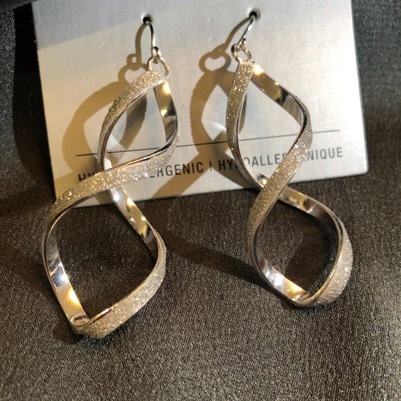 Stainless Steel Drop Infinity Earrings. - Picture 3 of 4
